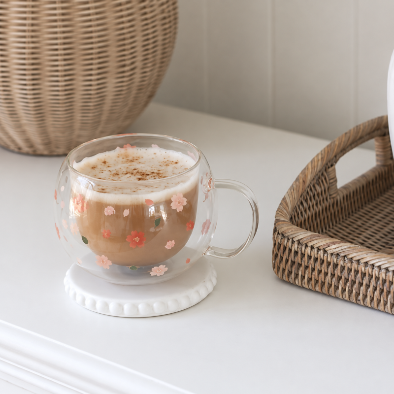 Tasse ronde en verre à double paroi